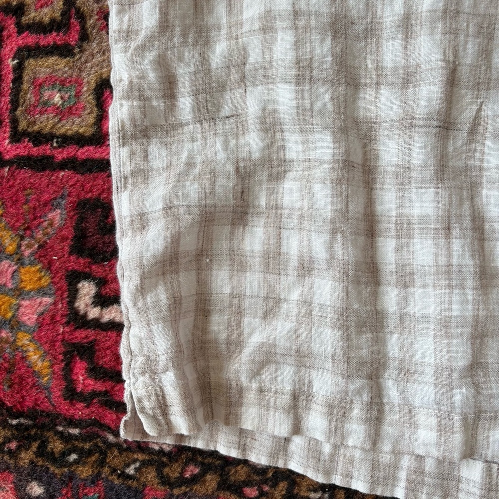 EUC Eileen fisher 100% linen gingham boxy top size medium - Picture 8 of 9